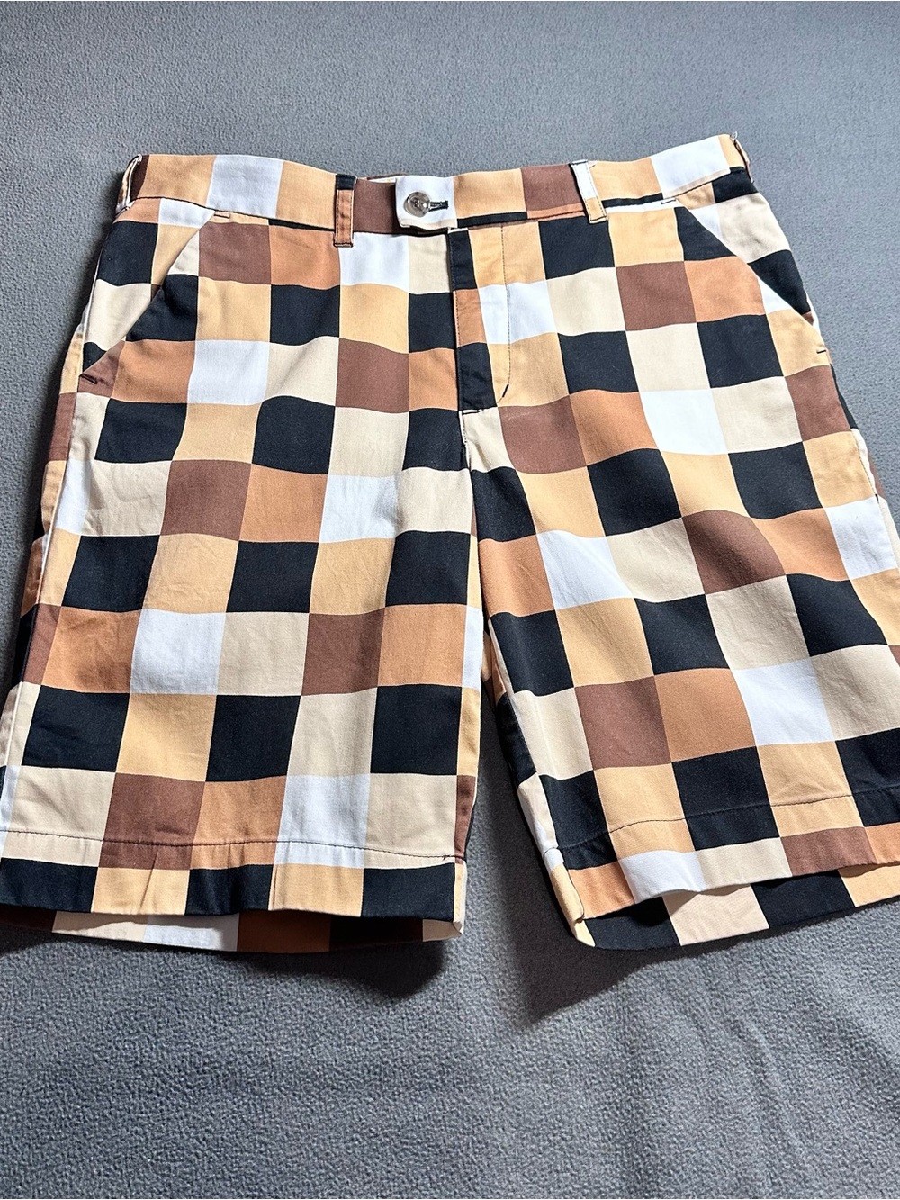 Loudmouth Men's Checkerboard Flat-Front Shorts in Black, Brown & Tan
